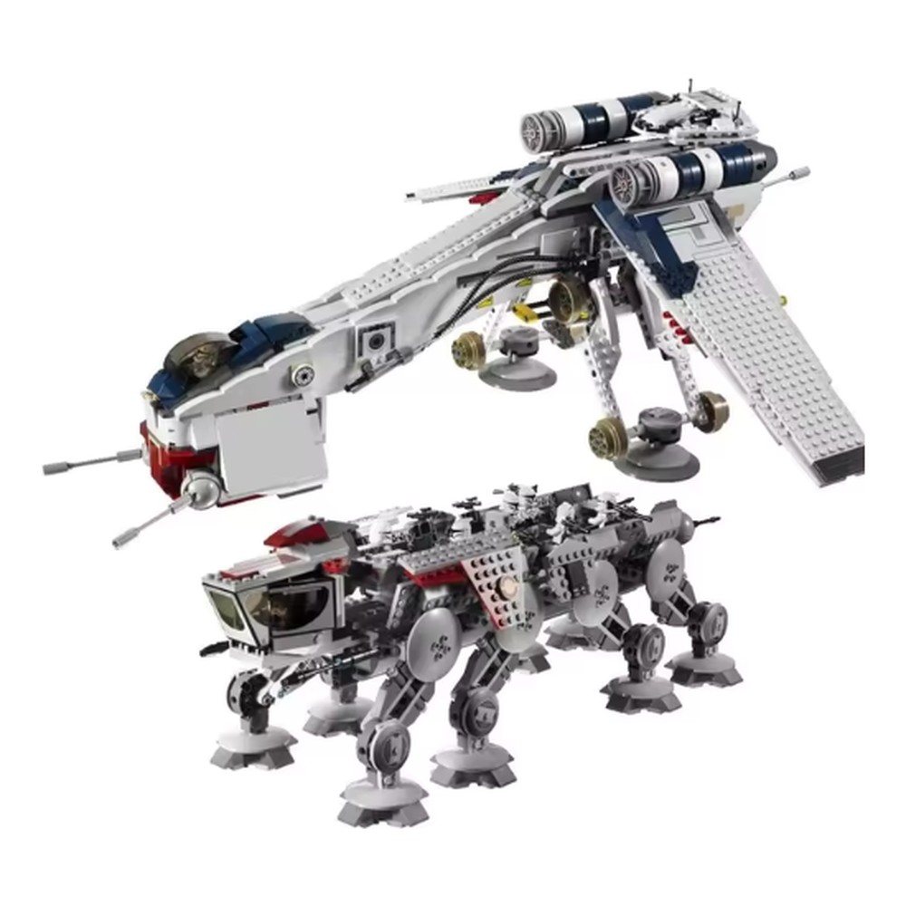 Republic Dropship with AT-OT (10195) — the finished display build